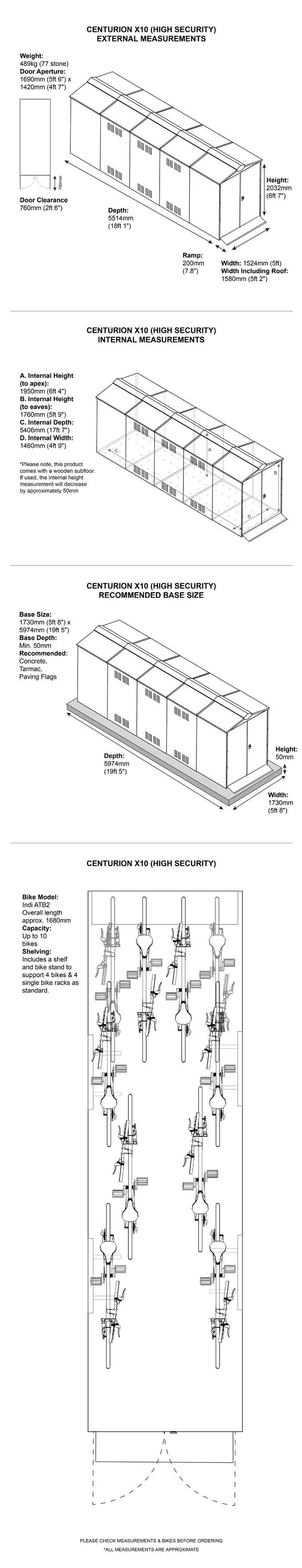 Asgard Centurion Bike Storage x 10 Dimensions