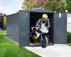 Centurion Plus 2 Motorbike Shed - 5ft 2in x 18ft 1in from Gardien | garden security