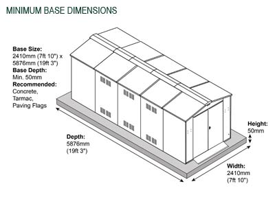 Gardien School Pack 2 (7ft x 11ft) minimum required base dimensions