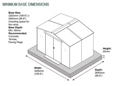 Gardien School Pack 3 (10ft x 7ft) minimum required base dimensions