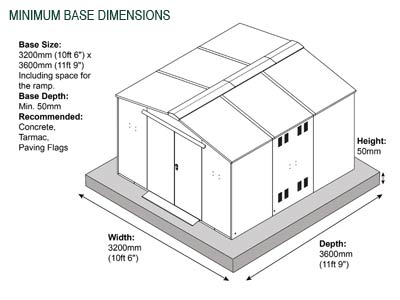 Gardien School Pack 4 (10ft x 11ft) minimum required base dimensions