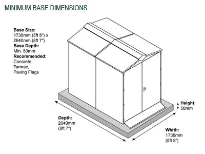 Gardien School Pack 5 (5ft x 7ft) minimum required base dimensions