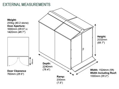 Gardien School Pack 5 (5ft x 7ft) external dimensions